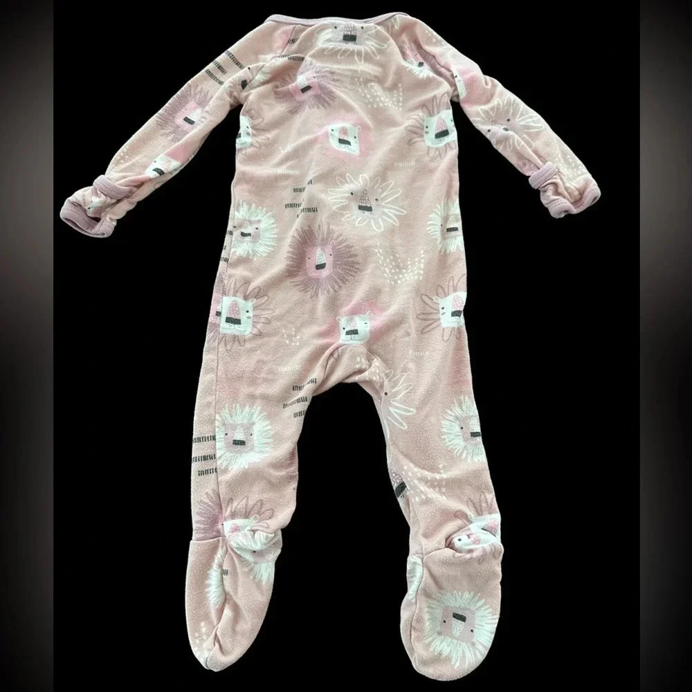 Bestaroo baby girls 0-3 months pastel pink Lion Zip Up Pajamas Modal‎ Sleeper